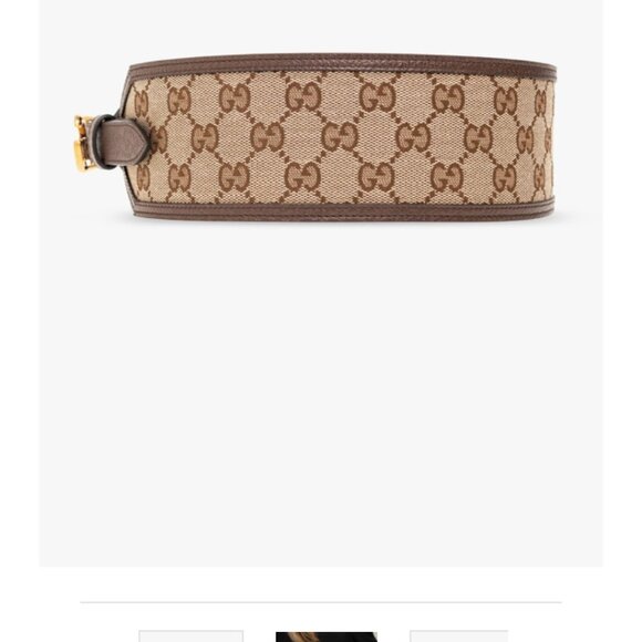 100 % Authentic Gucci Brown GG Canvas and Leather Buckle Wide Waist Belt 85CM - Picture 3 of 11